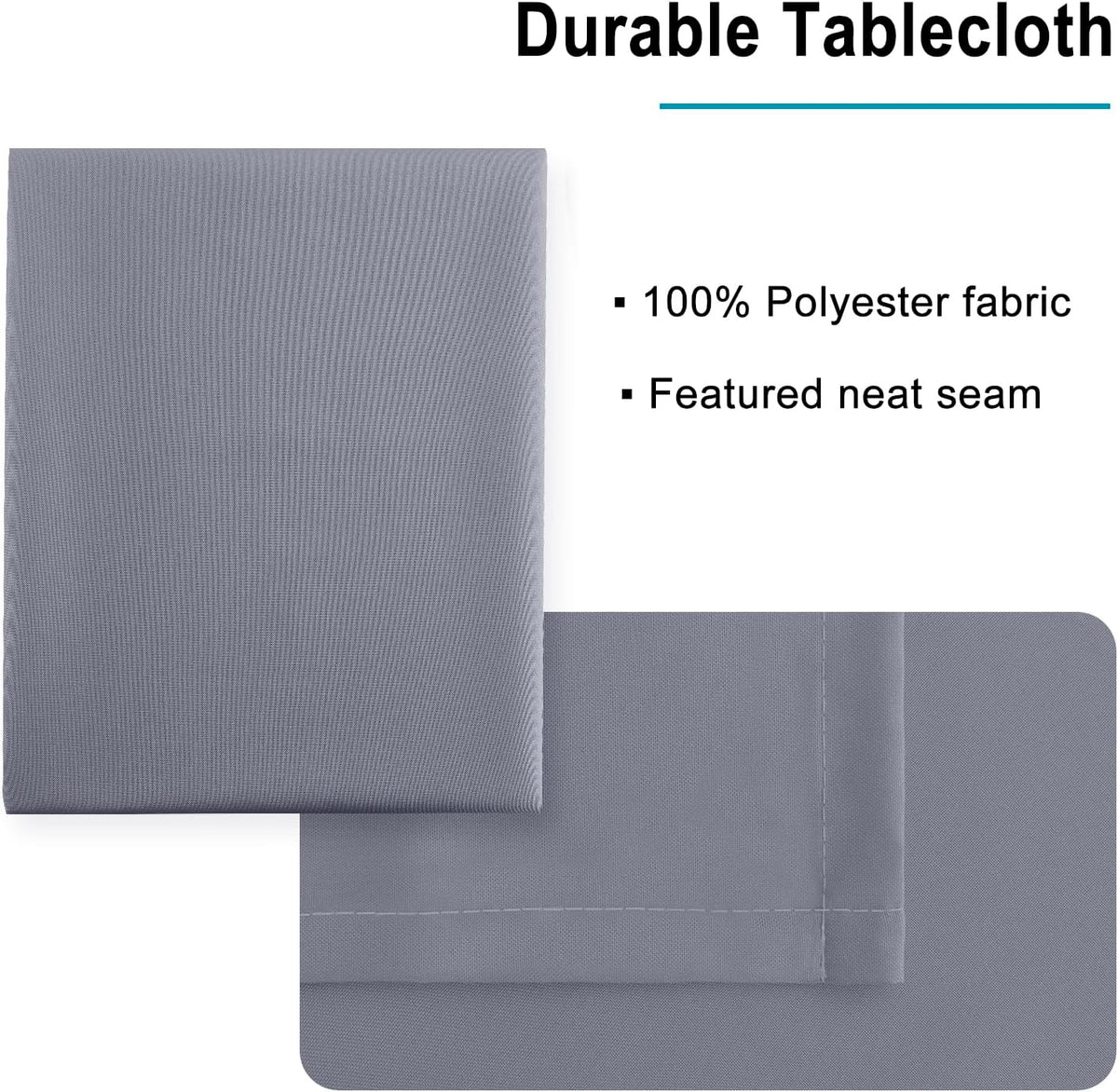 Hiasan Light Gray Rectangle Tablecloth - Waterproof Spillproof and Wrinkle Resistant Washable