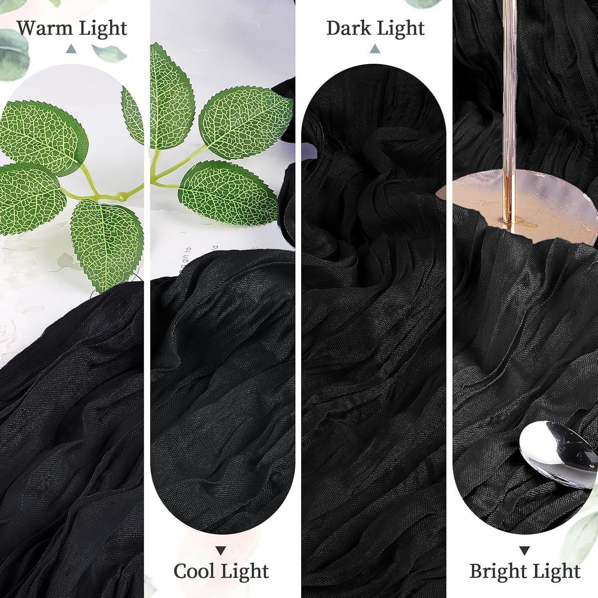 6 Pack Halloween Cheesecloth Table Runner 10FT Long Black Boho Gauze Table Runner Rustic Sheer