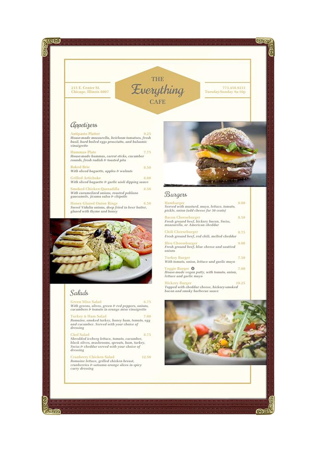 Goodsmart Restaurant Menu Covers – 25 Pack Burgundy 2-View, Top-Loading Menu Holders, Vinyl &