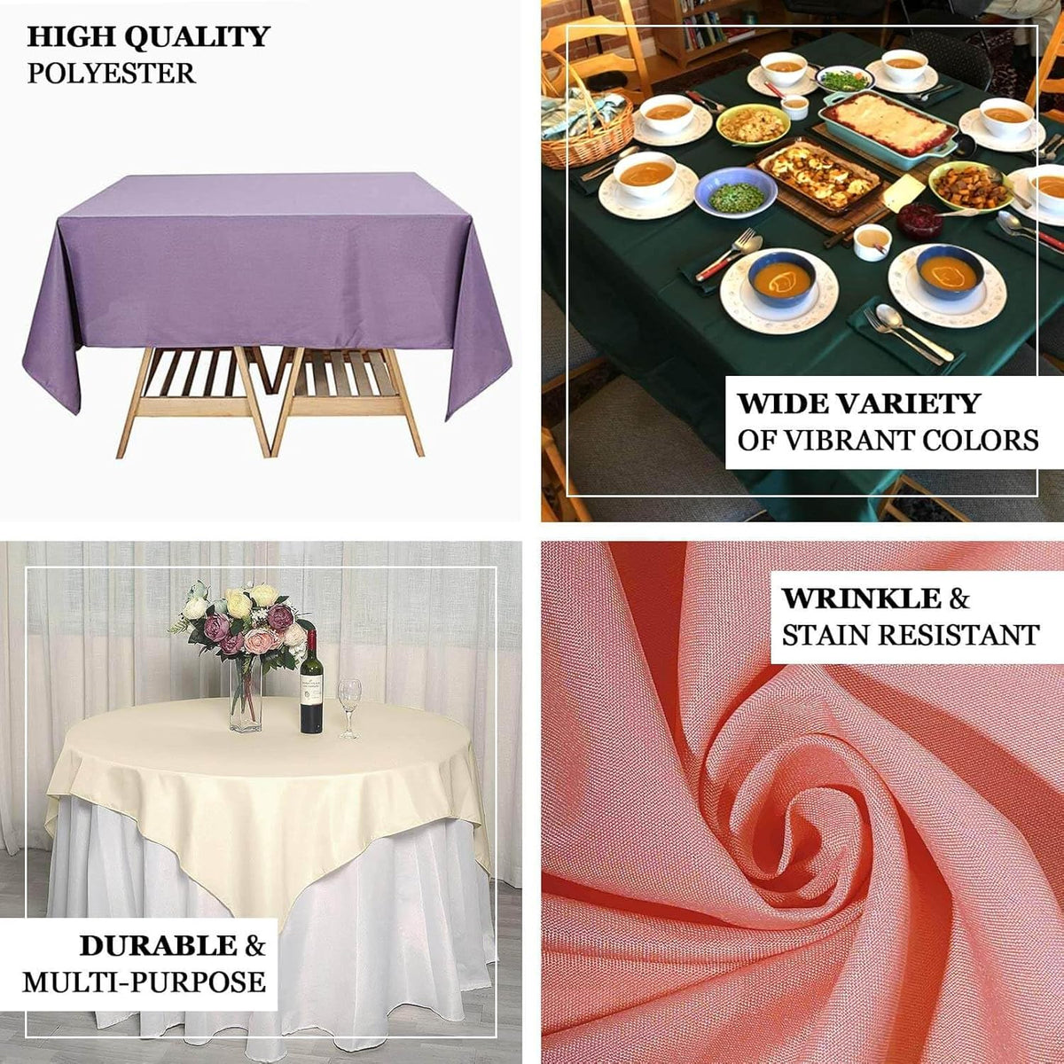 Efavormart 70" Square Linens Silver Wholesale Linens Polyester Square Linen Tablecloth for Wedding