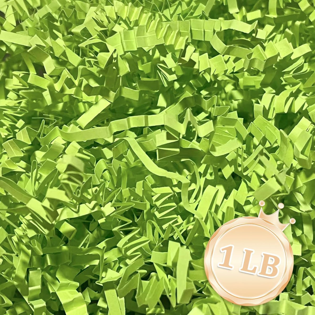 1 LB Fresh Green Crinkle Cut Paper Shred Filler Great for Gift Wrapping, Fresh Green Basket