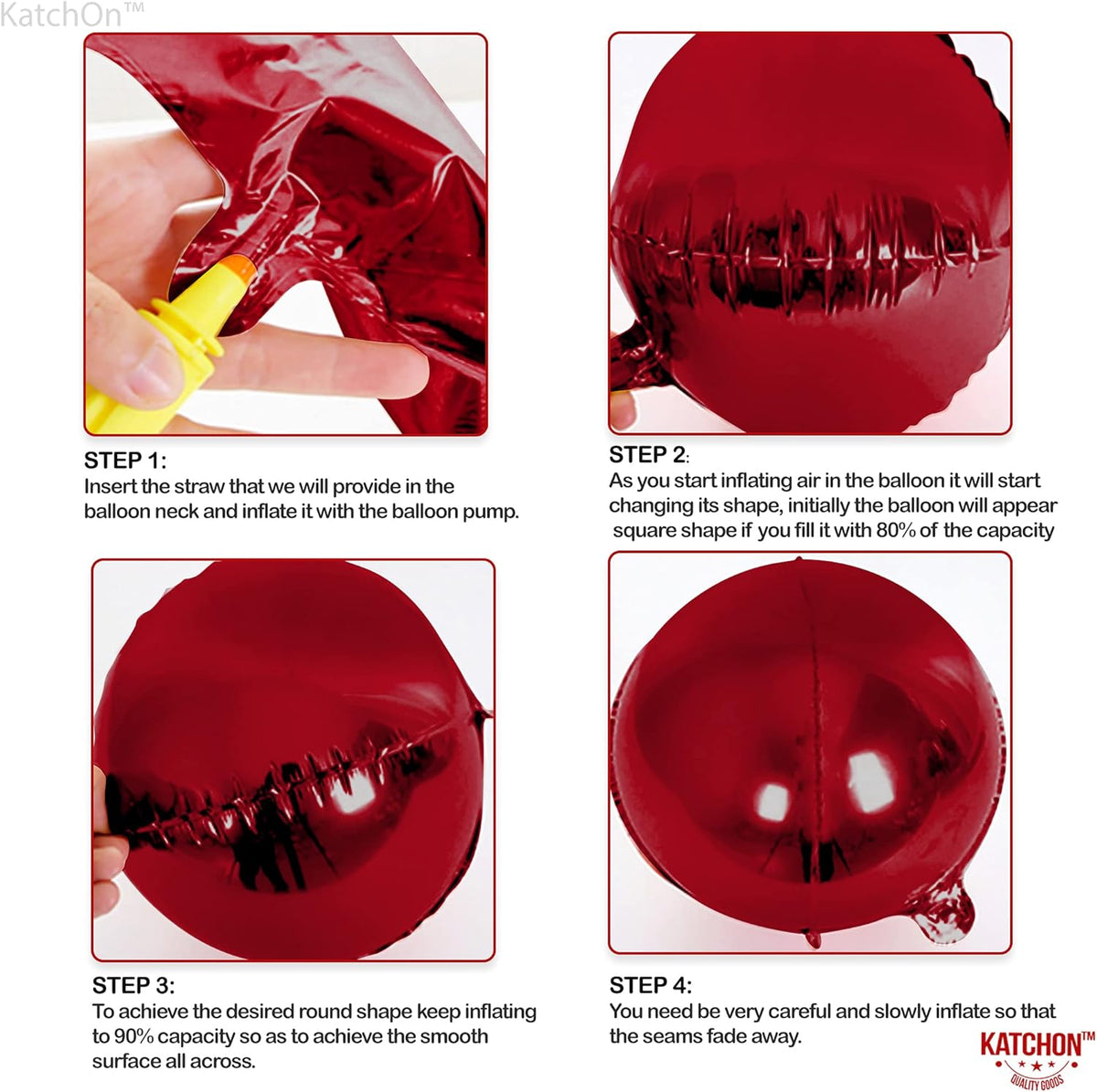 KatchOn, Big Metallic Red Balloons - Large 22 Inch, Pack of 6 | 2025 Graduation Decorations | Round