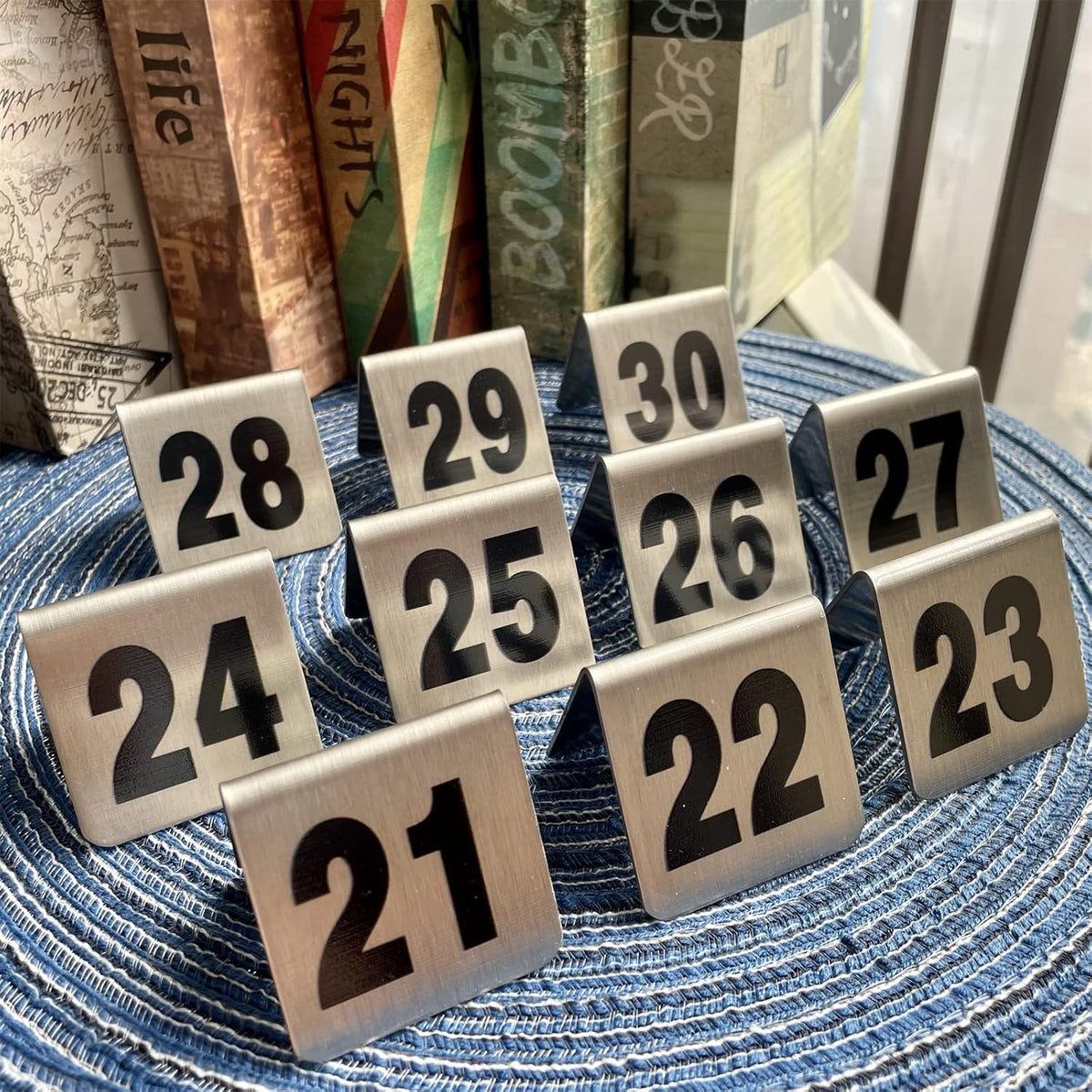 10 Pcs Metal Place Cards Stackable Tent Style Table Numbers，Place Card Holders for Celebration