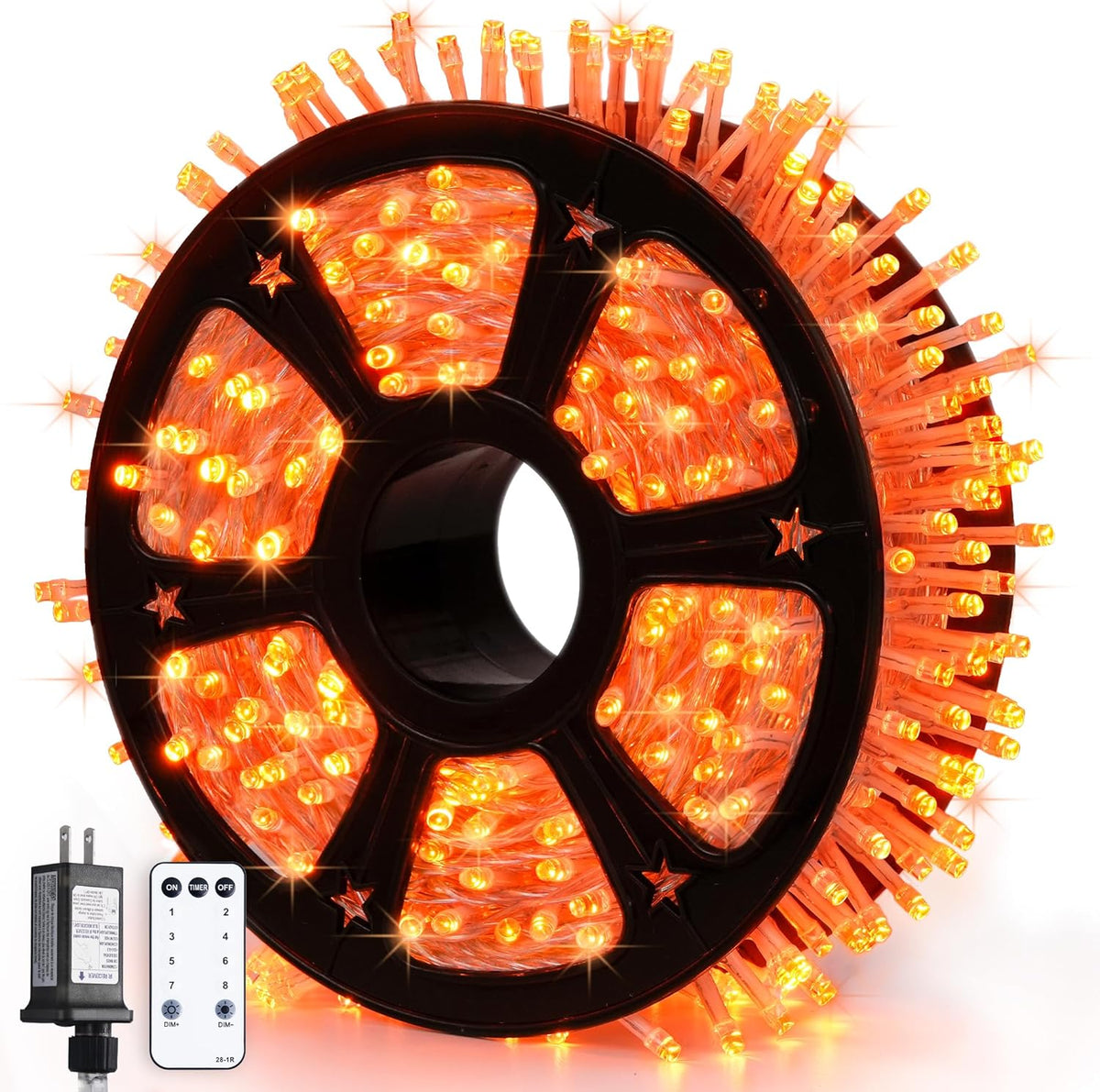 JMEXSUSS 600 LED Orange Lights for Halloween Decorations, Halloween String Lights Outdoor, Orange