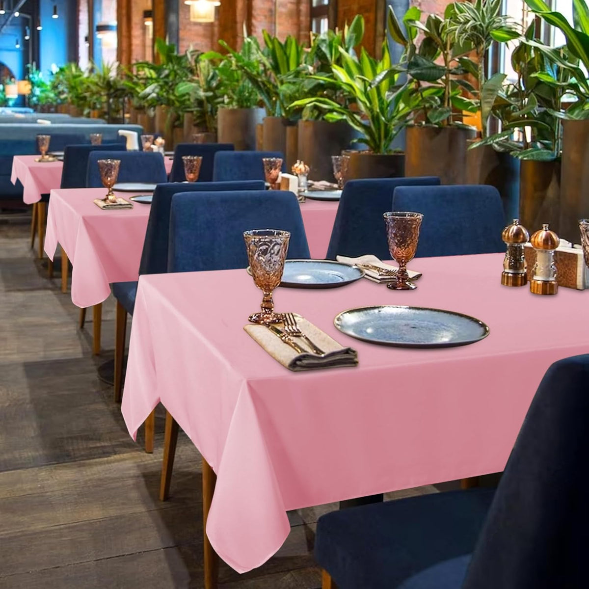 sancua 6 Pack Pink Tablecloth 60 x 102 Inch, Rectangle Table Cloth for 6 Feet Tables - Stain and
