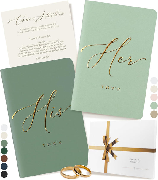 ARTESORI Premium Wedding Vow Book for Her & Him, Soft Touch, Gold Foil, 28 Lined Pages, Vow Books
