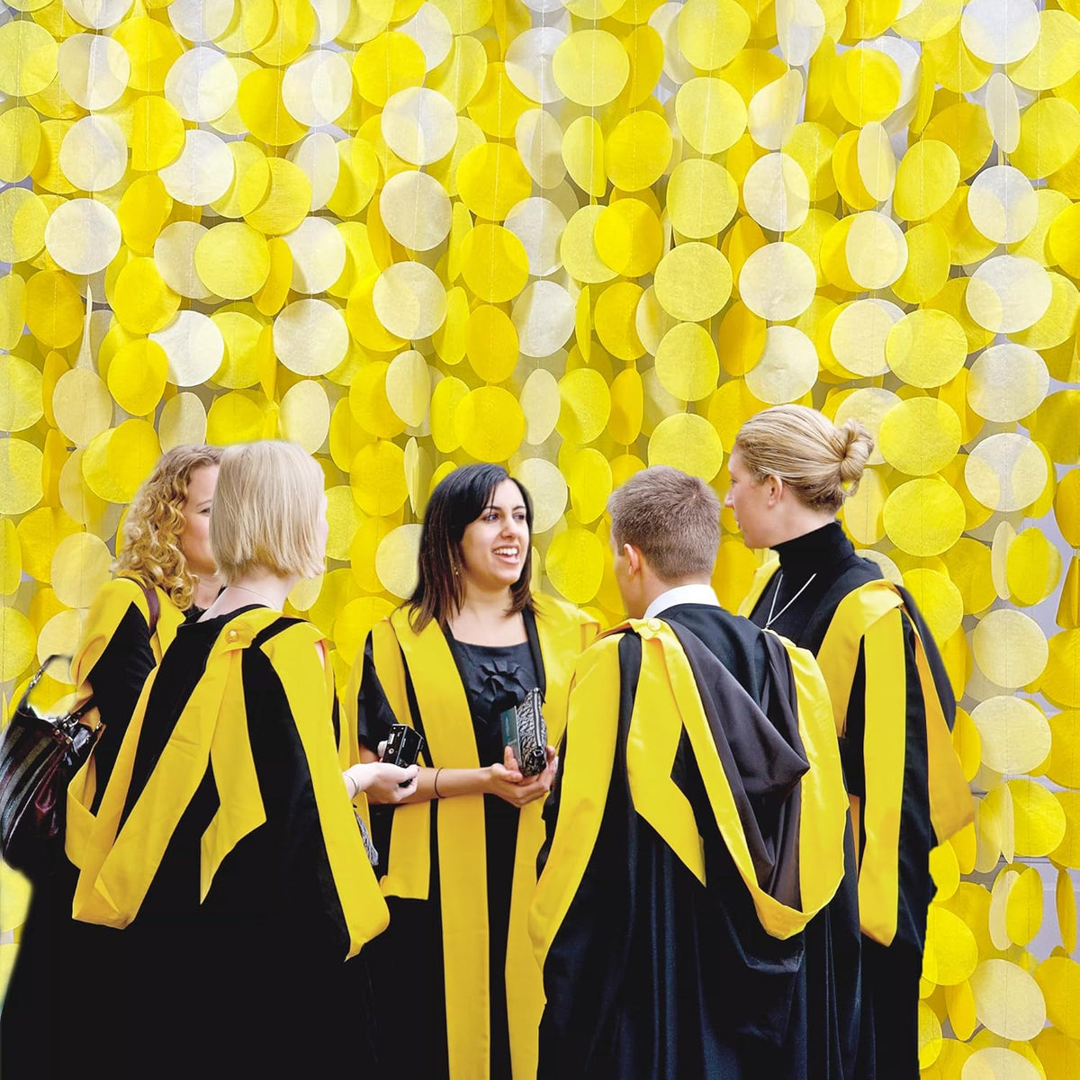 192Ft Yellow Party Decorations Ombre Yellow White Big Polka Dots Backdrop Streamer Gradient Yellow