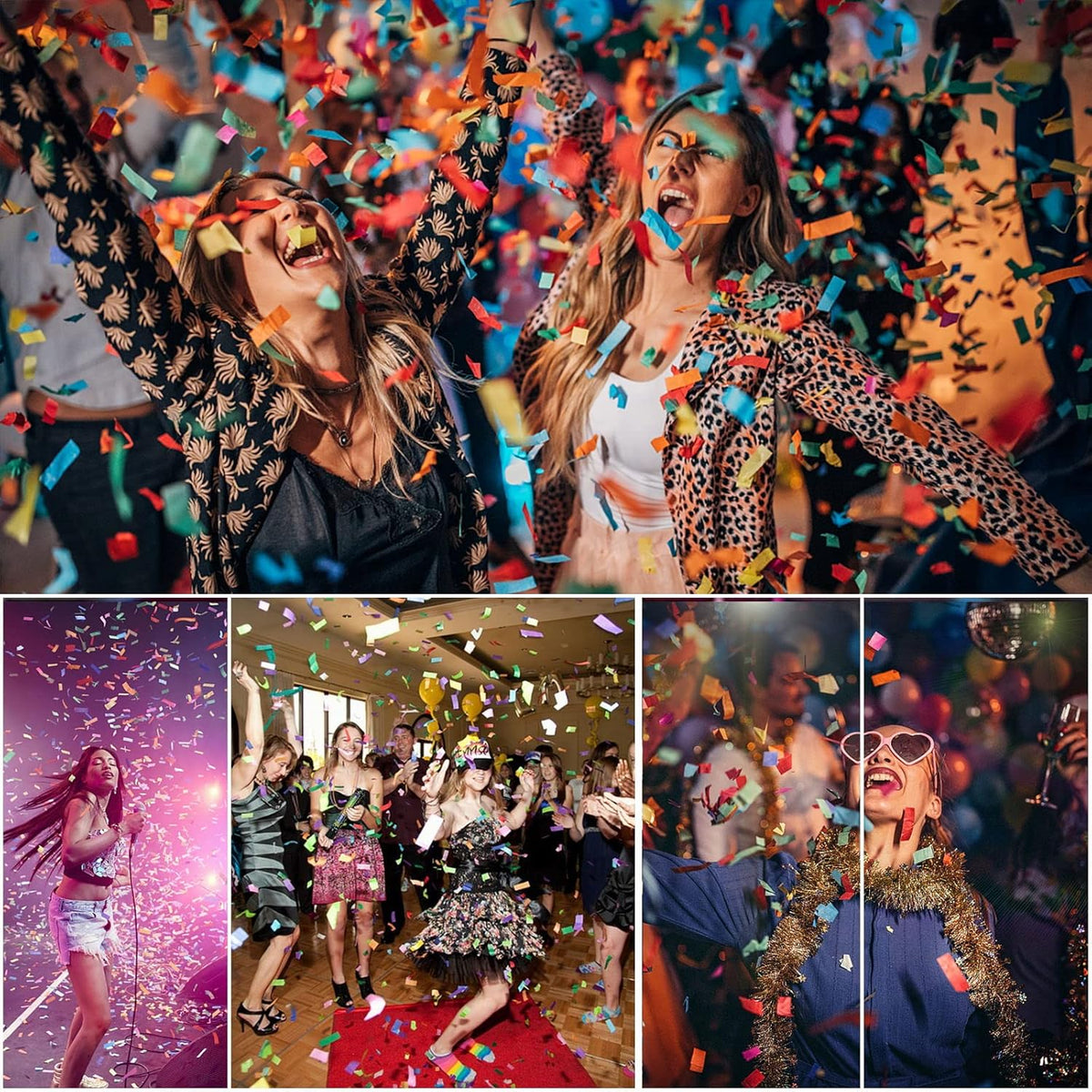 Biodegradable Confetti Cannon 6 Pack Multicolor Party Popper Shooters,12 Inch Large Confetti Cannon