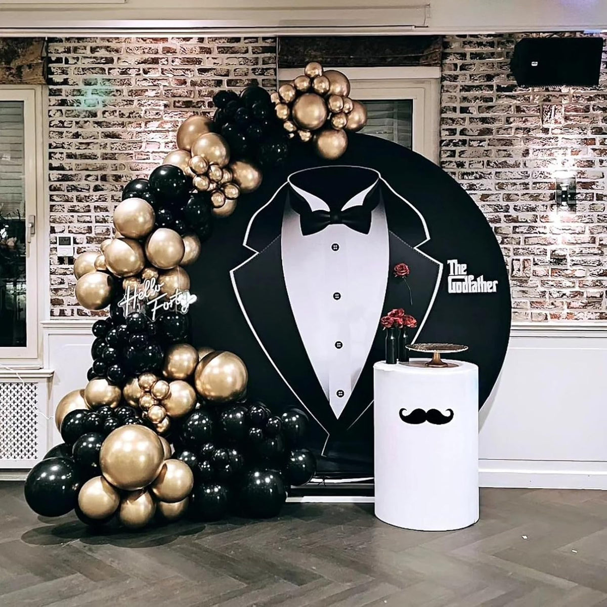 Black and Gold Balloons Arch Garland Kit, 122pcs Gold and Black Confetti Balloons with 16ft Tape