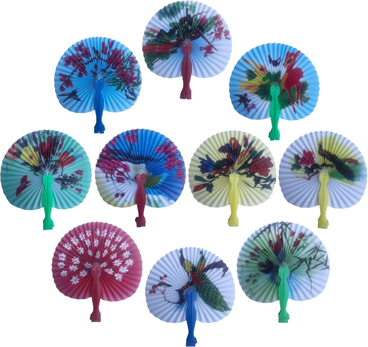 30 Pcs 3.5" Mini Chinese Oriental Handheld Floral Folding Paper Fans Bulk Assortment for Wedding