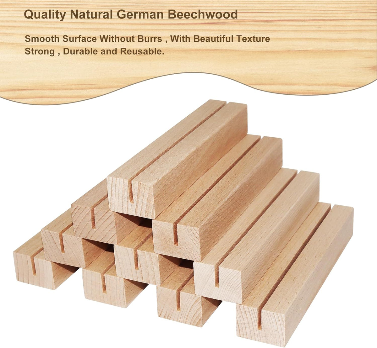Frosted Blank Acrylic Sign with Wooden Stands - 10 Pack DIY Rectangle Customizable Sign Kit for