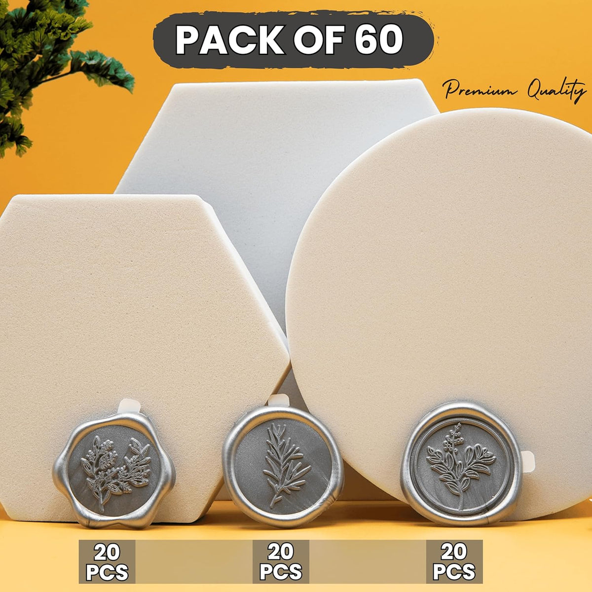 Wax Seal Stickers (60 Pcs, 3 Designs in 1 Pack) Premium Envelope Seal Stickers for Wedding