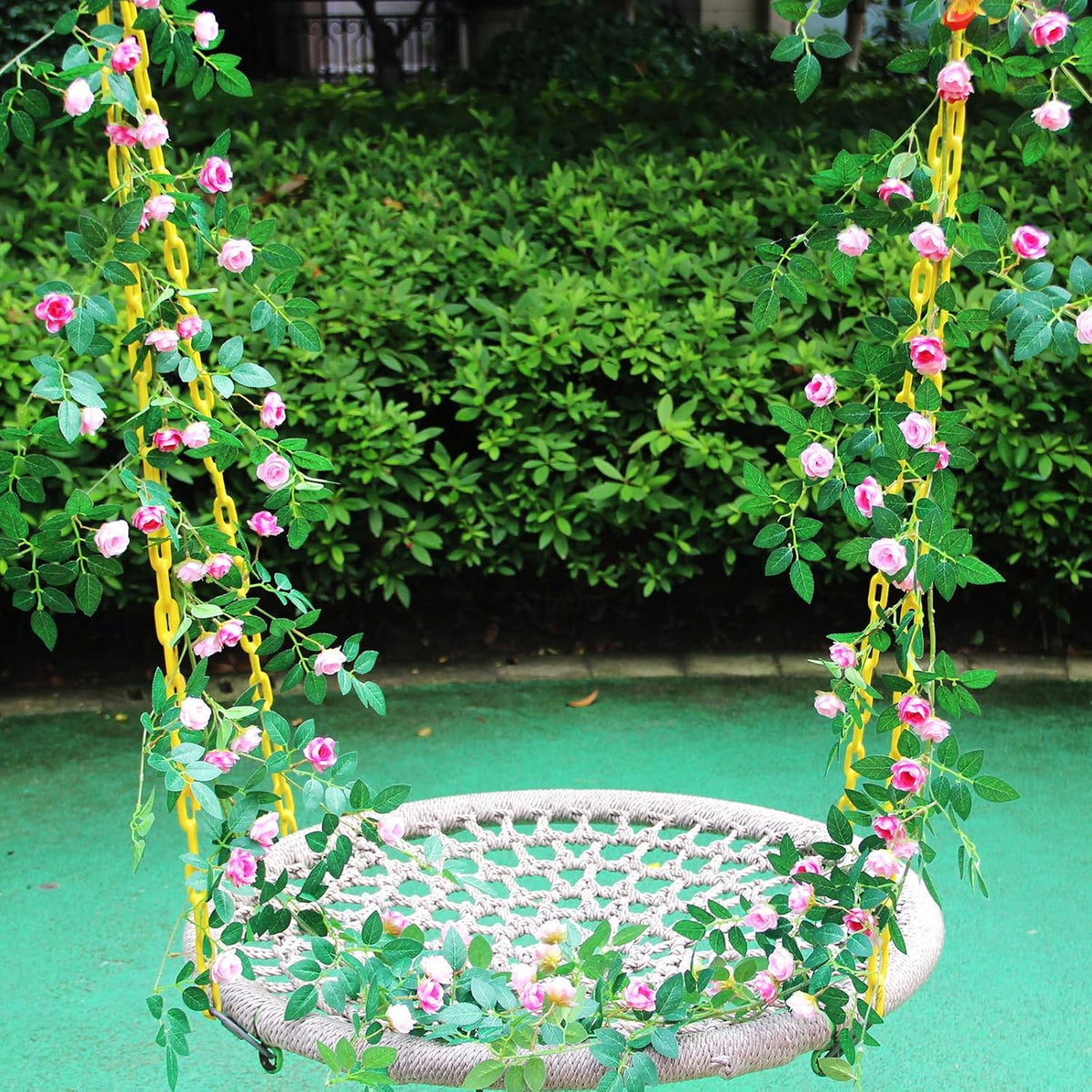 6FT Bendable Rose Vine Hanging Flower Garland Fake Floral Garland with Butterflies for Wall Decor