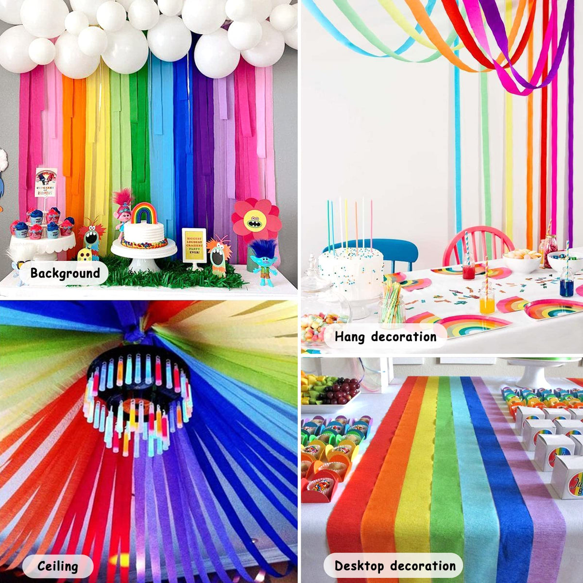 12 Rolls Crepe Paper Streamers, 12 Colors Streamers Party Supplies for Birthday Party Baby Shower