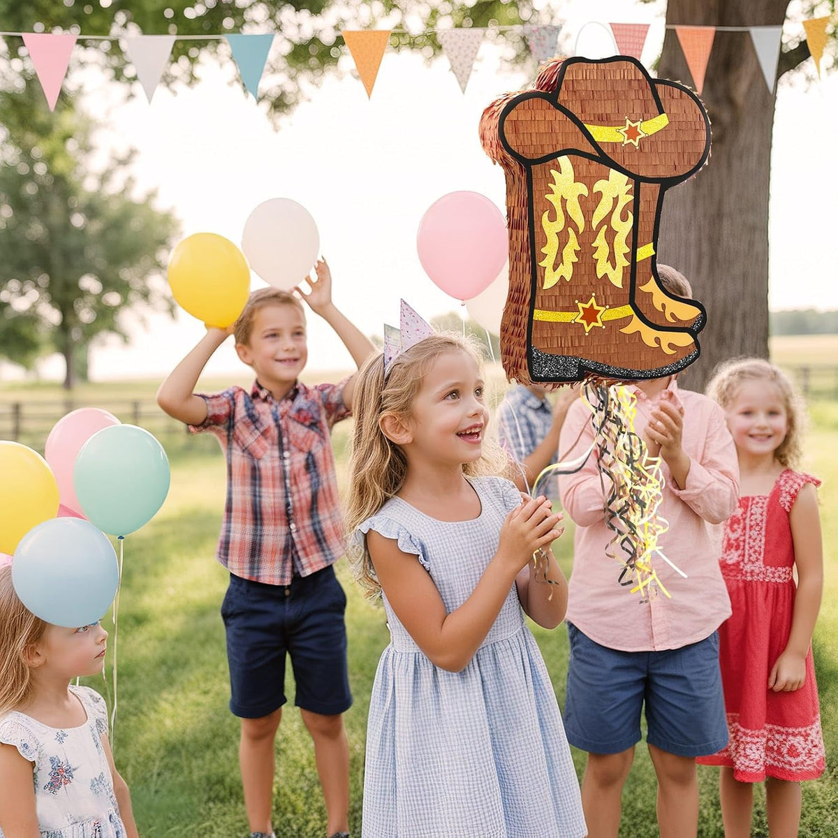 WERNNSAI Western Cowgirl Boot Piñata - Cowboy Hat Pinata Game Western World Theme Party Decorations