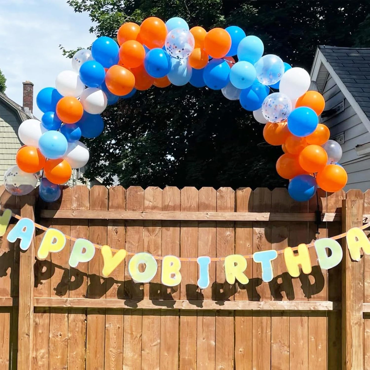 12 Inch Latex Balloons - Orange, Blue, White - Party Pack for Kids Birthday, Baby Shower, Outer