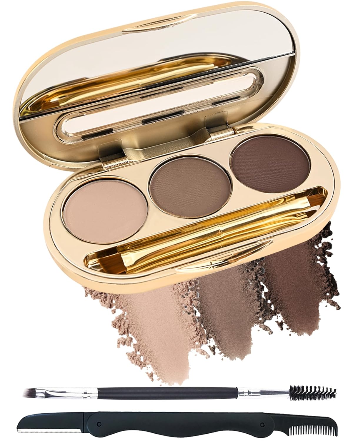 Eyebrow Powder Kit-3 Colors Eye Brow Tinting Powder Palette Long-Lasting Waterproof,Light Dark Grey