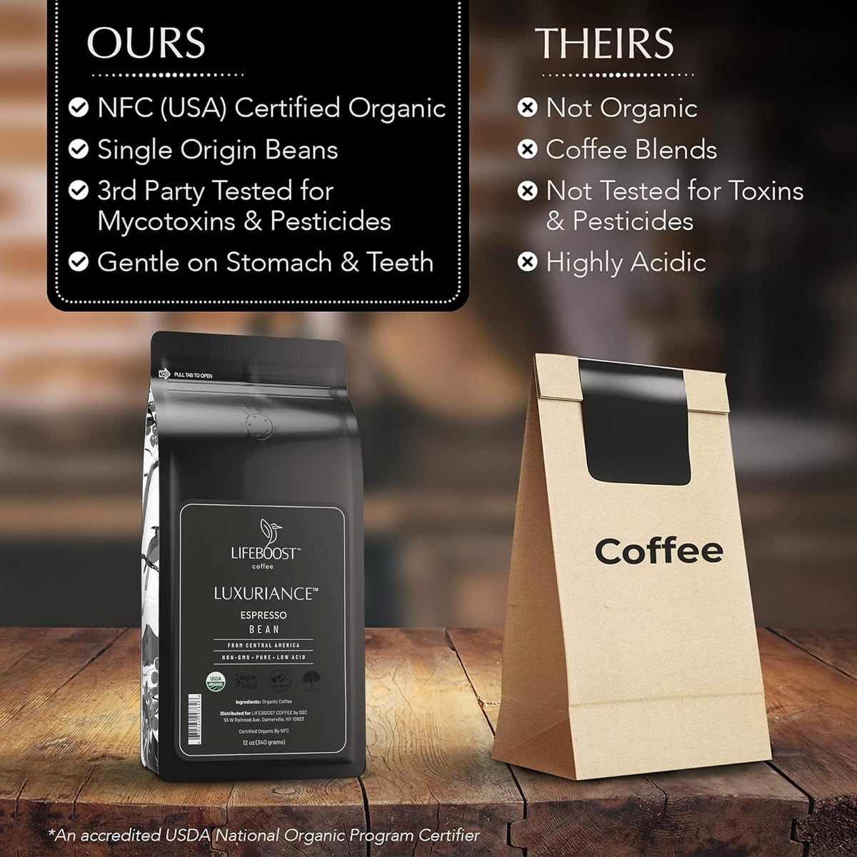 Lifeboost Organic Espresso Beans Whole - Non-GMO Low Acid Single Origin Organic Espresso Coffee