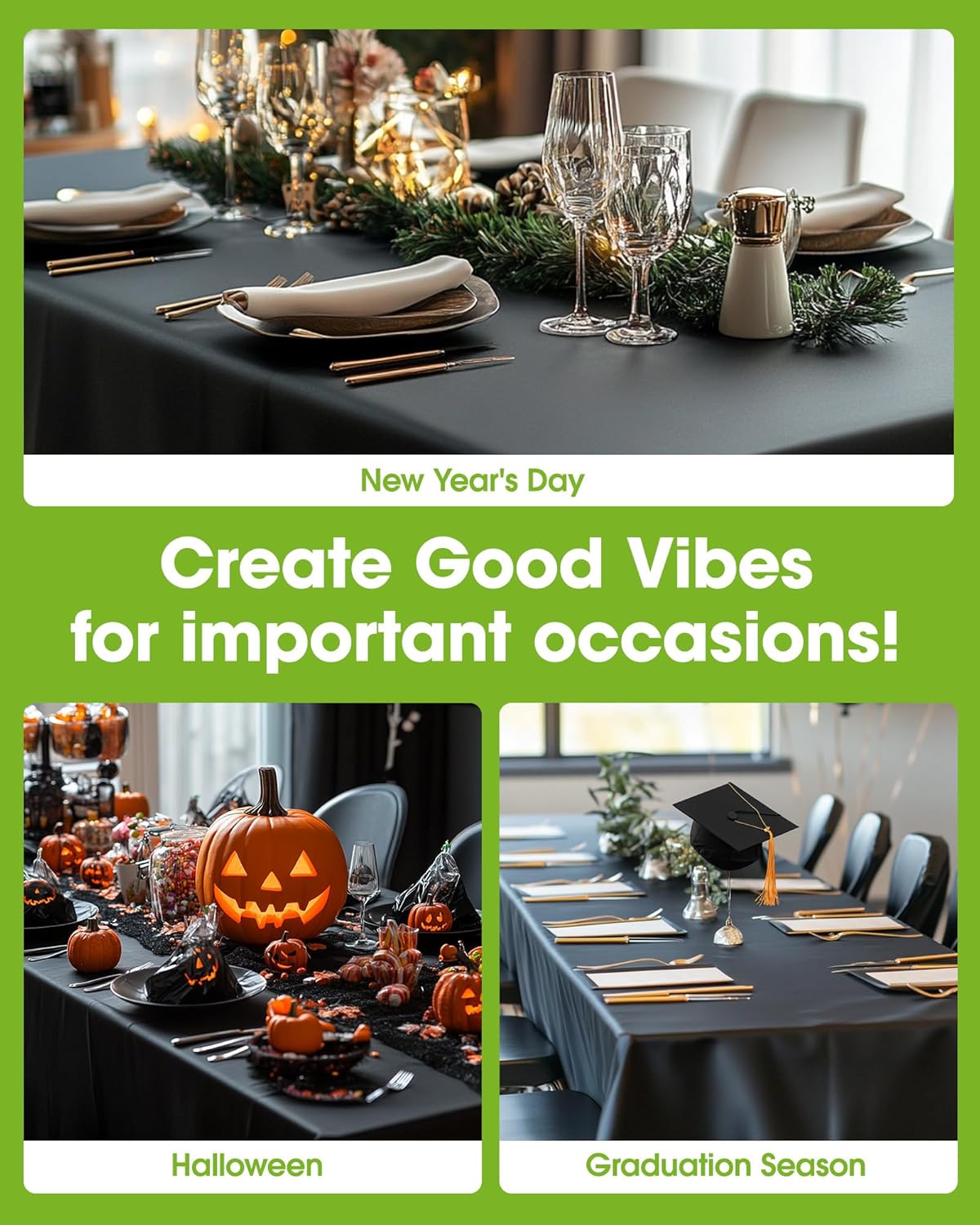 Pureegg Plastic Table Cloth Disposable 10 Pack, 54 x 132 Inch Table Cloths, Halloween Party
