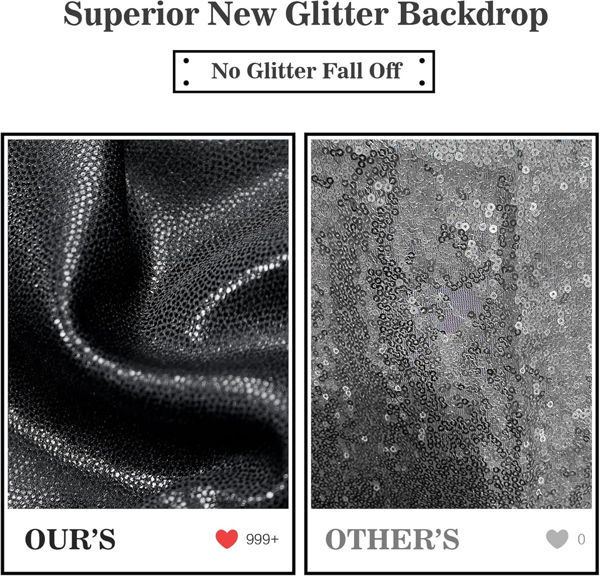Outpain Thick 10 ft x 10 ft Black Sequin Backdrop Curtain for Parties, Wrinkle Free Glitter Photo
