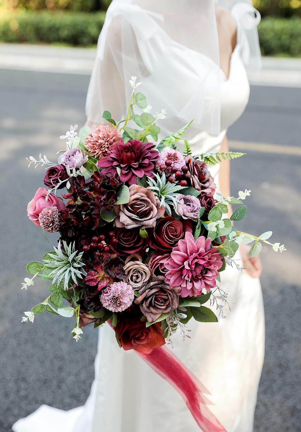 Serra Flora Artificial Flowers Combo Dahlia 25pcs Silk Fake Flowers Roses for DIY Wedding Bouquets