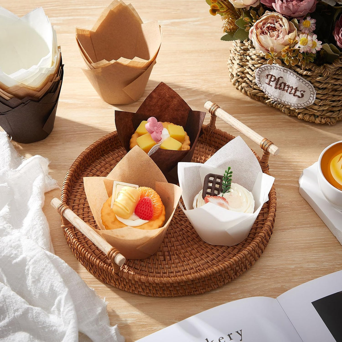 300 Pcs Jumbo Muffin Liners for Baking 2-1/4" x 4" Large Tulip Cupcake Liners Greaseproof Cupcake