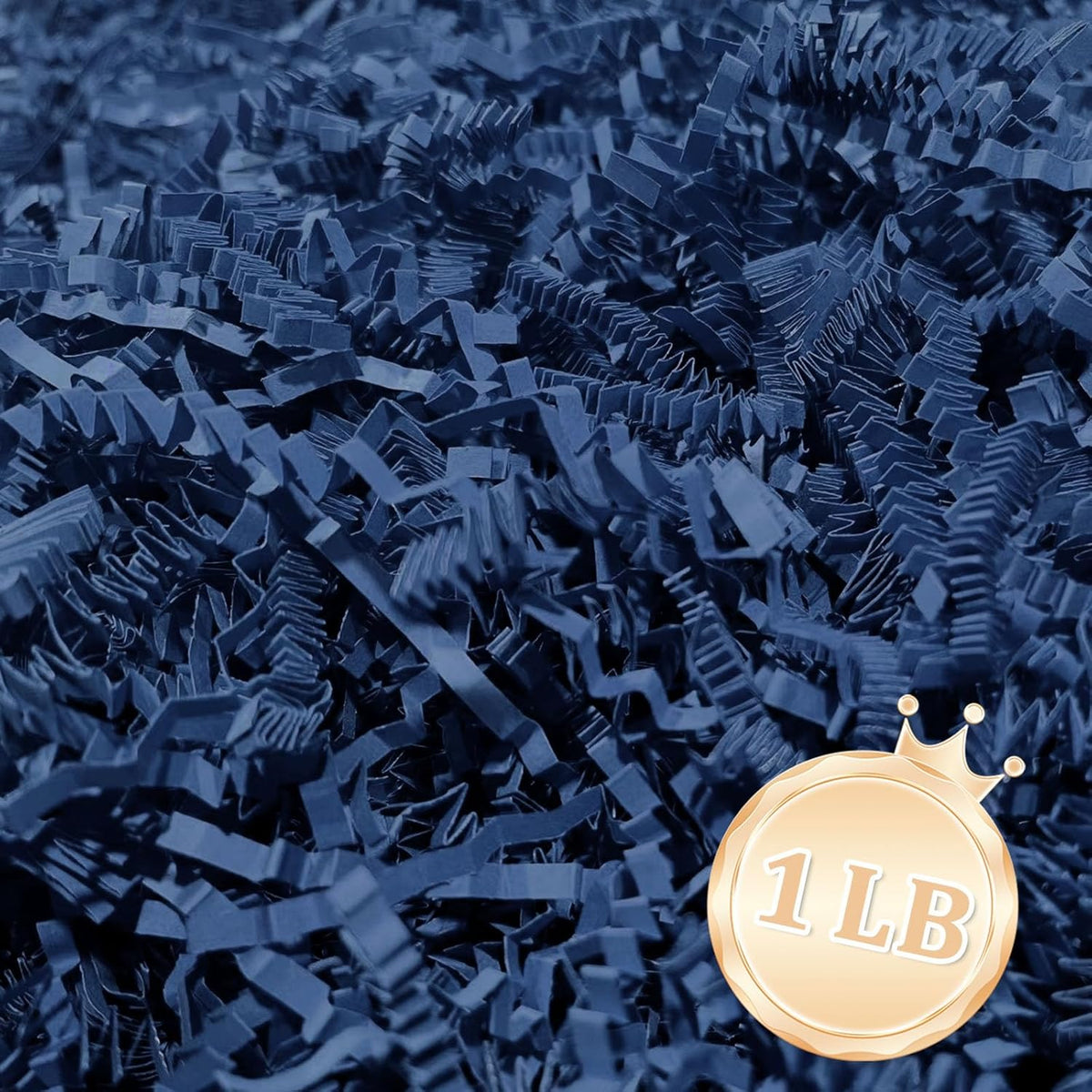 Zankubom 1 LB Navy Blue Crinkle Cut Paper Shred Filler Great for Gift Wrapping, Deep Royal Blue