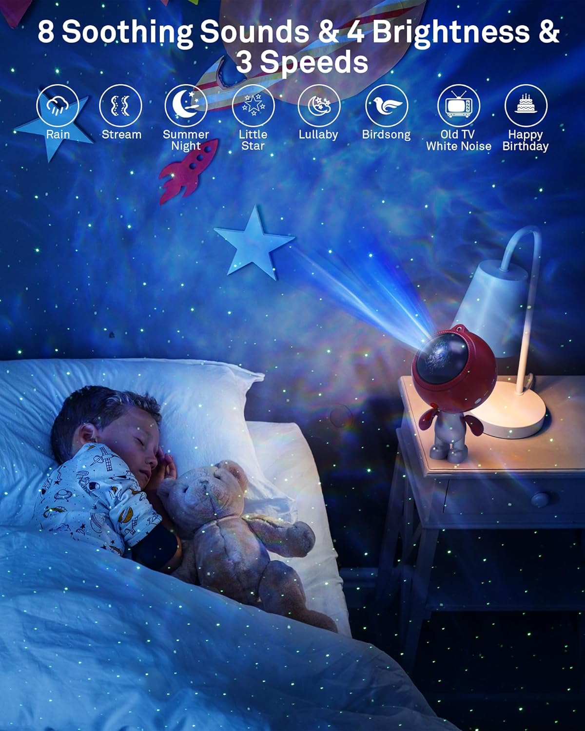AIRIVO Astronaut Galaxy Projector, Star Projector for Bedroom, Robot Galaxy Projector Night Light