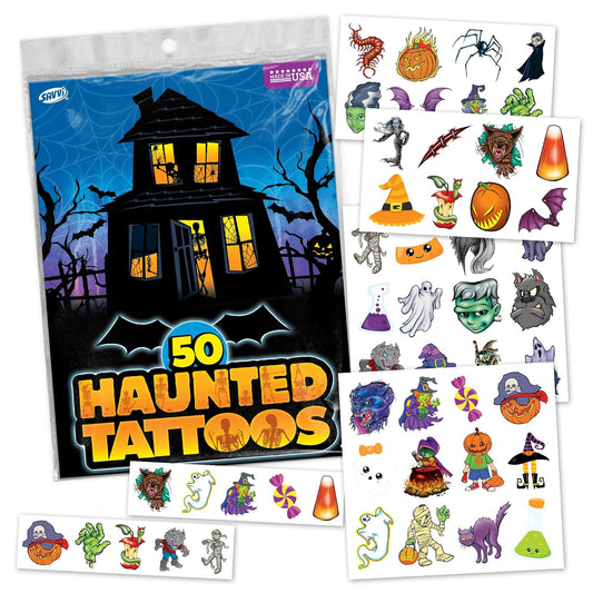 Assorted Halloween Temporary Tattoos – Spooky Designs for Kids & Adults, Includes Ghosts, Pumpkins