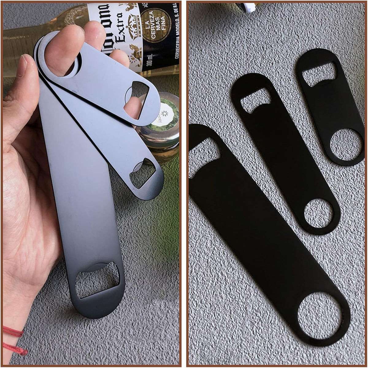 100 Pack Flat Beer Bottle Opener 7 inch Stainless Steel Flat Bottle Opener Black Beer Bottle