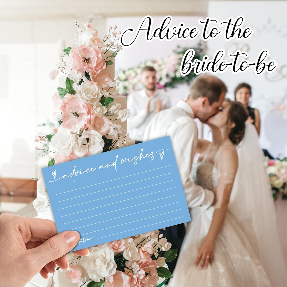 30 Advice & Wishes Cards - Sky Blue - Double Sided Fill-In Advice Cards For Bridal, Wedding