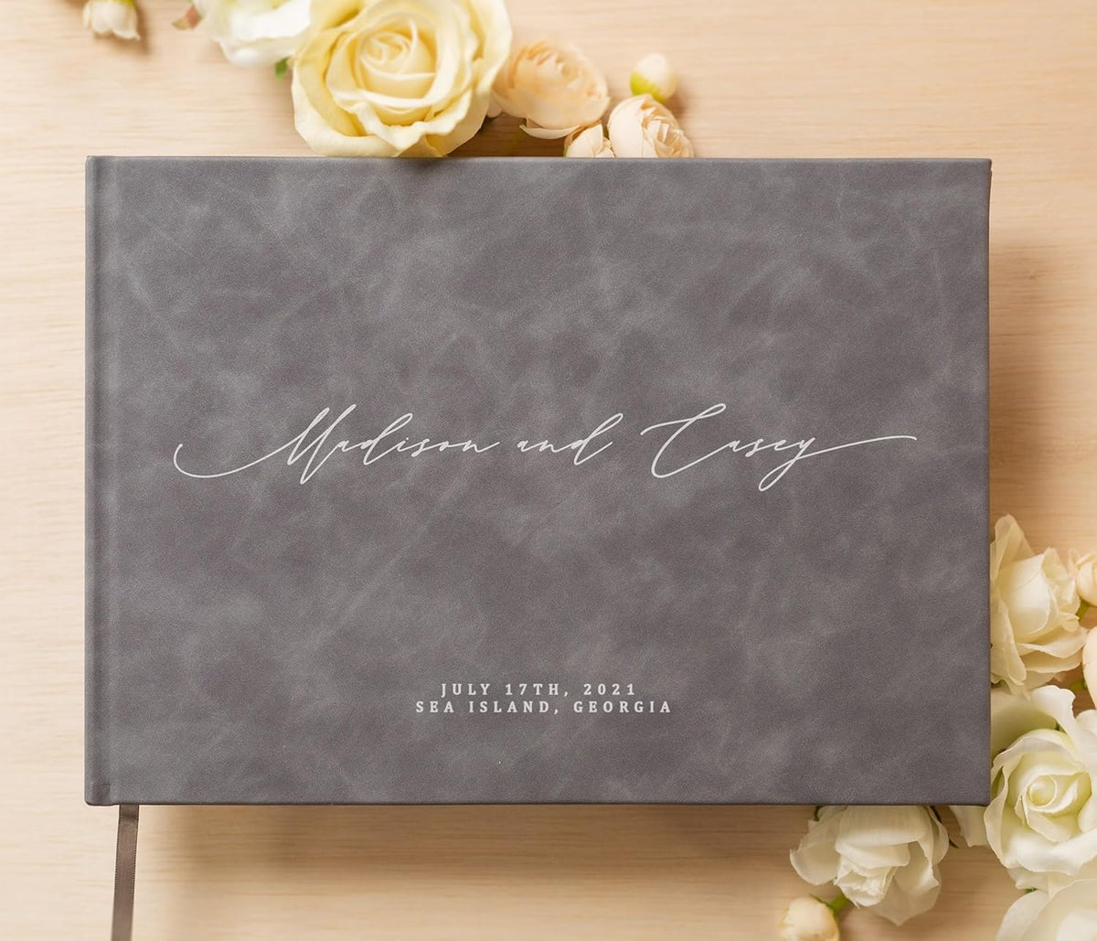 MUUJEE Personalized Guestbook in Slate Gray - Premium Custom Modern Guest Book for Wedding