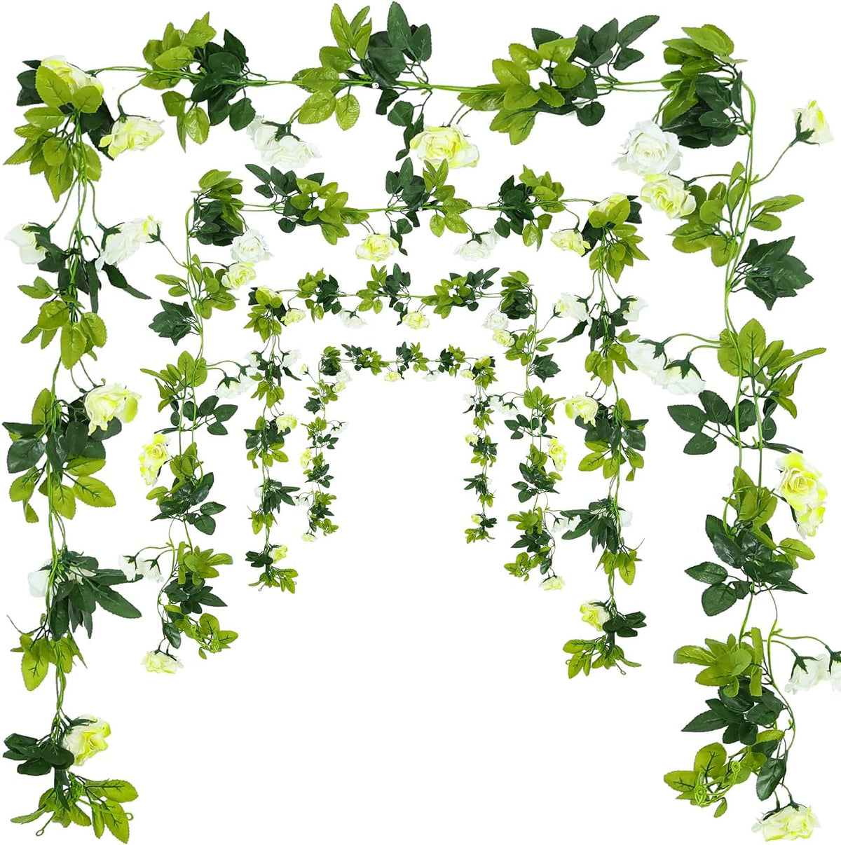 JUSTOYOU 2 Pack (15.8FT) Fake Rose Garland, Artificial Rose Vines Flowers Hanging Silk Rose Vine