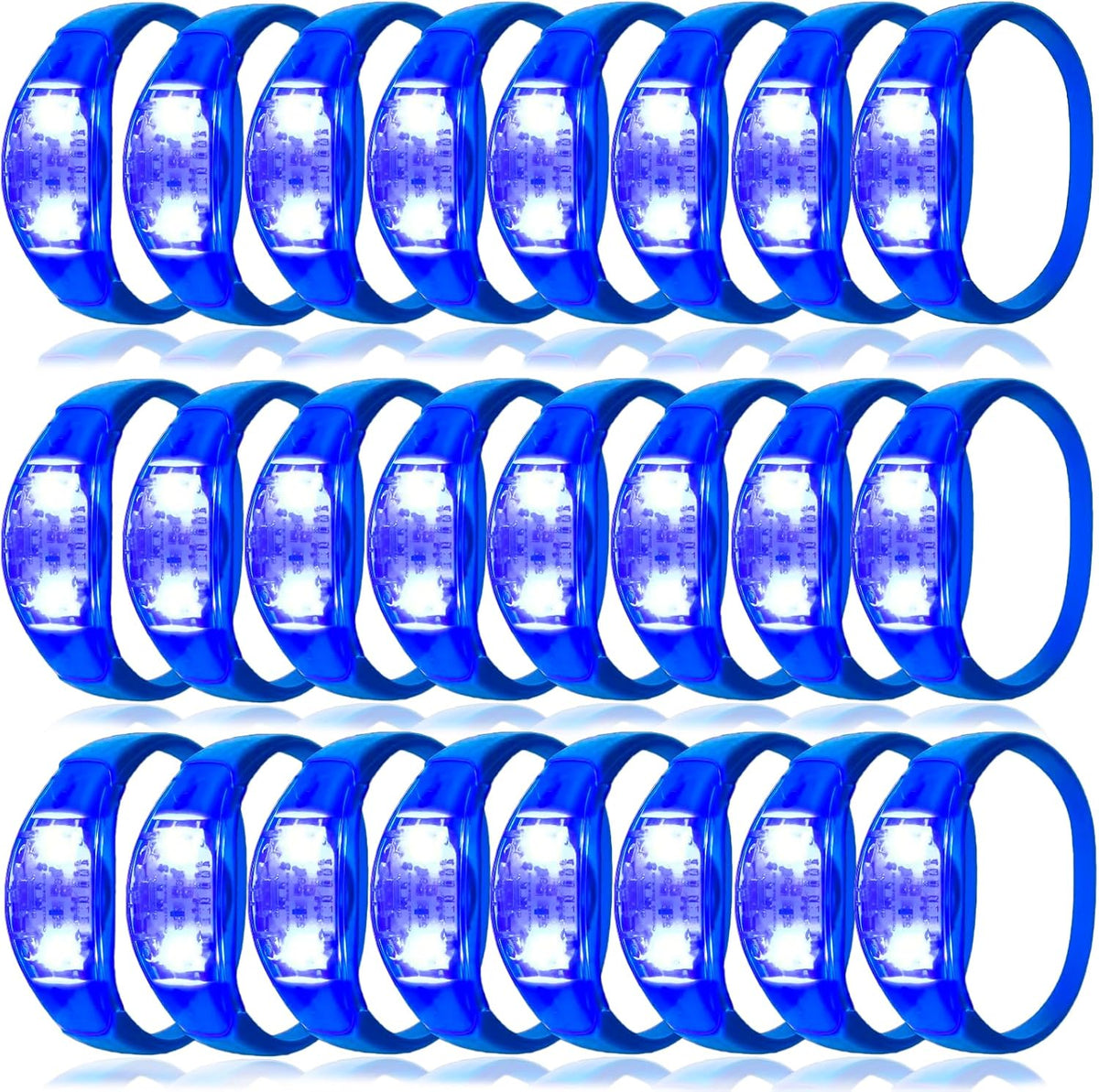 100 Pcs LED Bracelets Sound Activated with Flashing LED Strobe Music Control Light Up Bracelets for