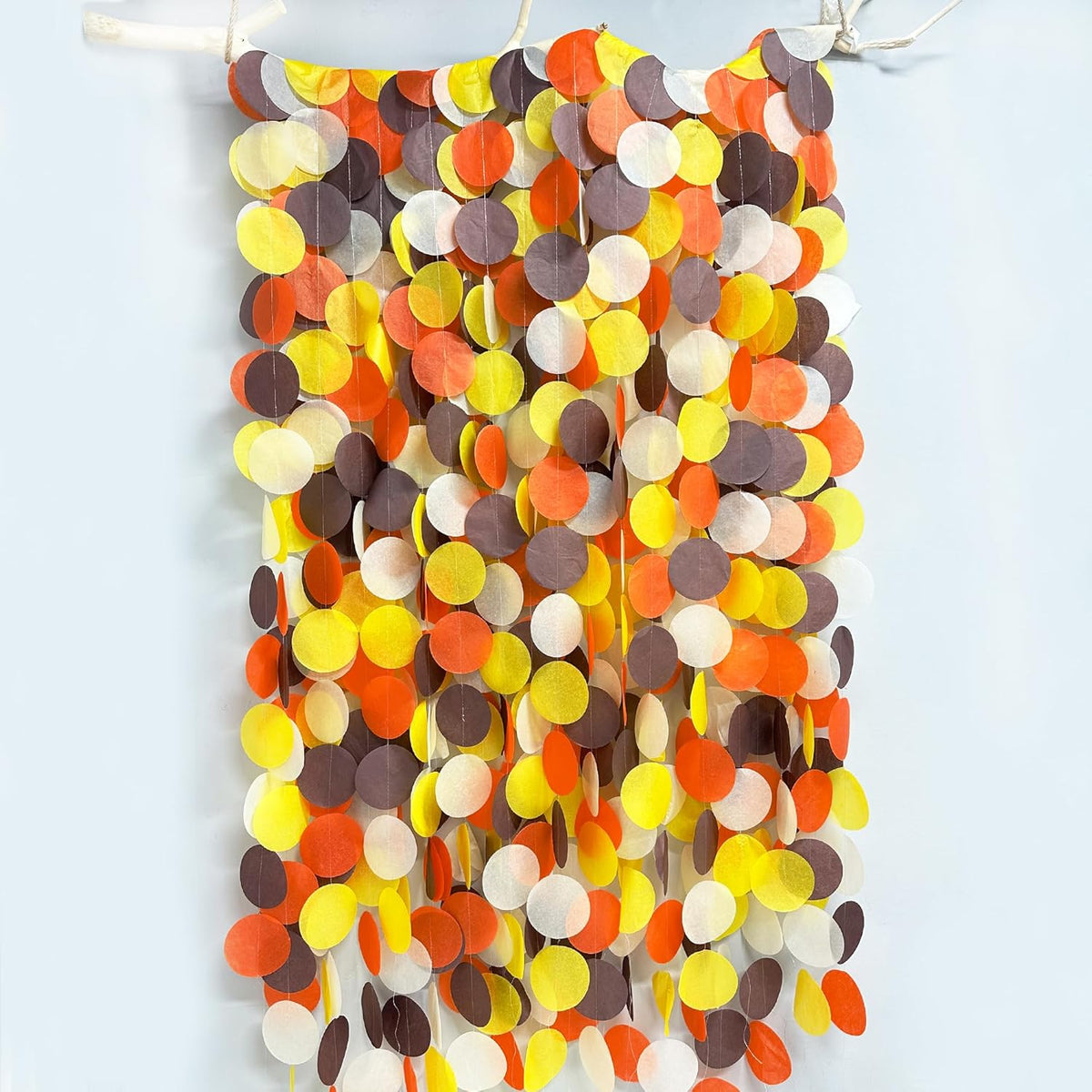 205Ft Fall Party Decorations Big Circle Dots Backdrop Garland Orange Brown Yellow Beige Tissue