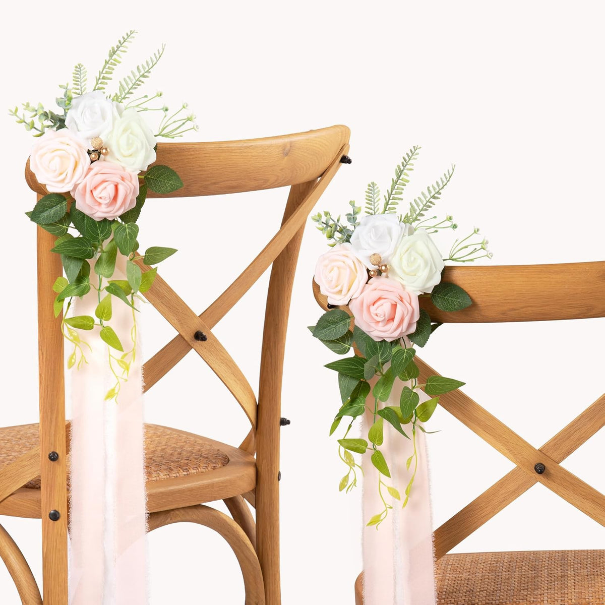DORIS HOME Wedding Aisle Decorations Pink Pew Flowers Set of 10 for Wedding Ceremony Party Chair