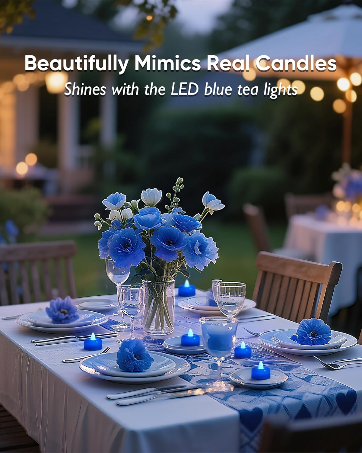 Amagic 12 Pack Blue Flameless LED Tea Lights Candles Battery Operated, Electric Fake Tealight