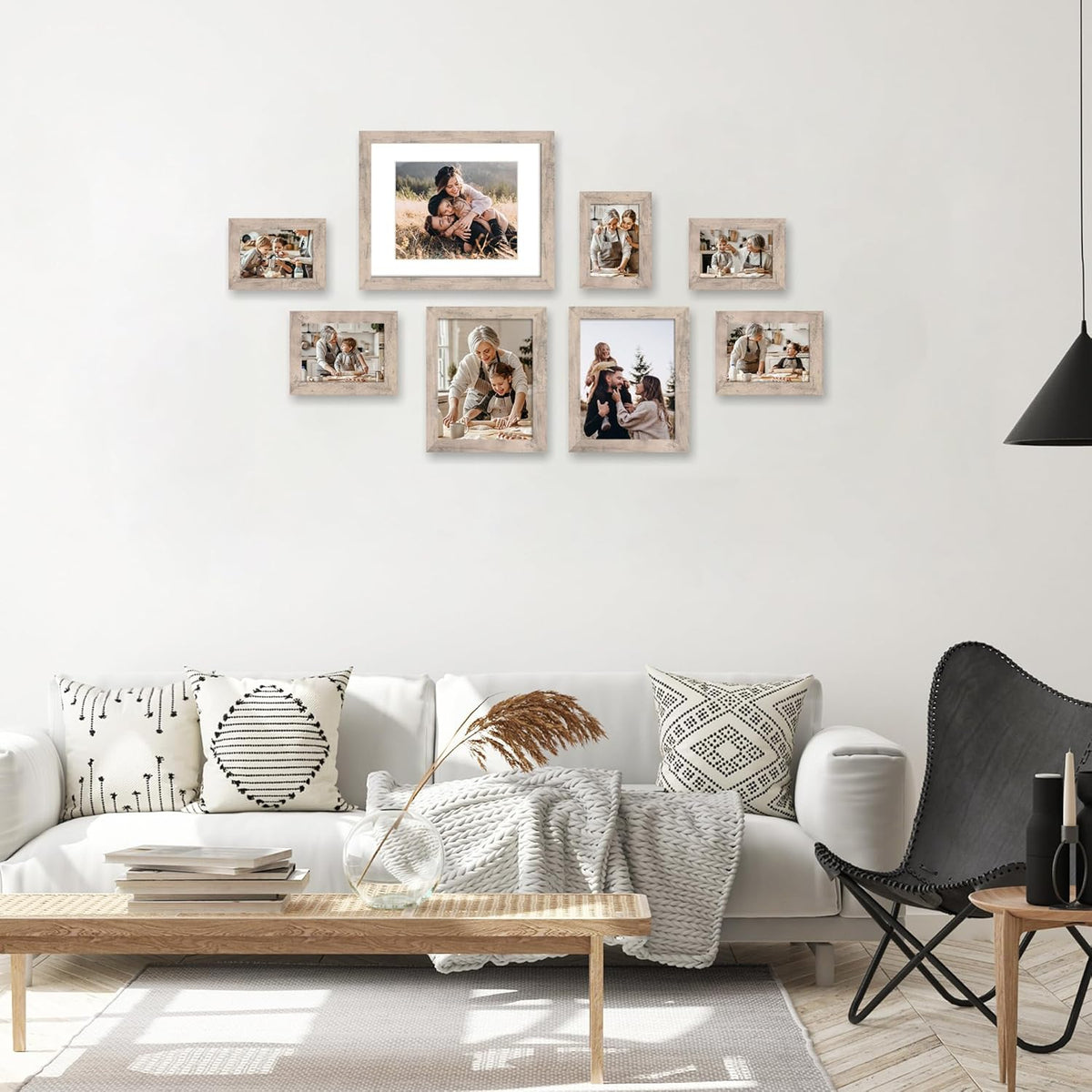 5x7 Picture Frame Set of 4, Smoke Gray Frame with High Definition Glass, 5 x 7 Wood Photo Frames