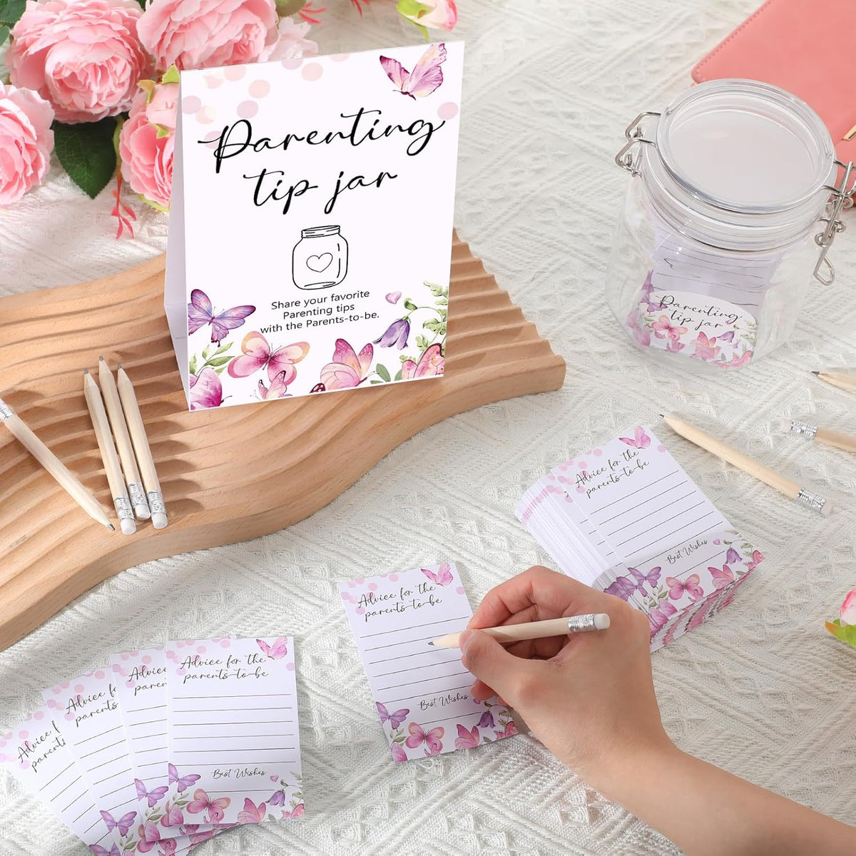 Roowest Baby Shower to Baby Advice Cards for New Parents to Be - Tip Jar Sign for New Parents 60