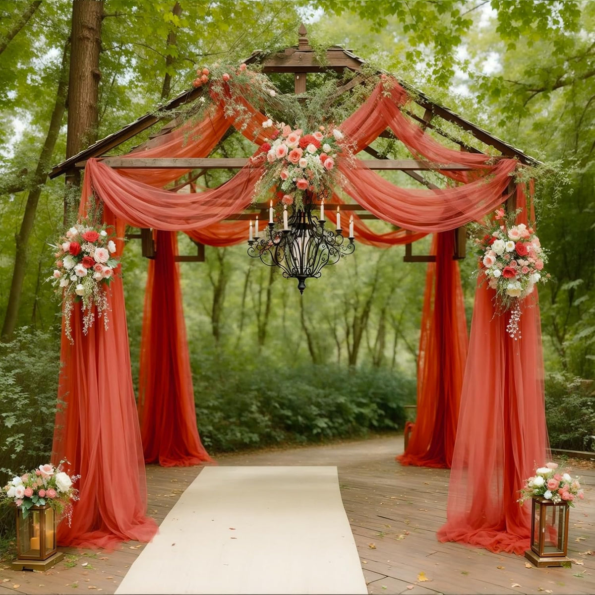 Arch Drapes for Wedding Arch Draping Fabric Terracotta Sheer Backdrop Curtain for Ceremony Bridal