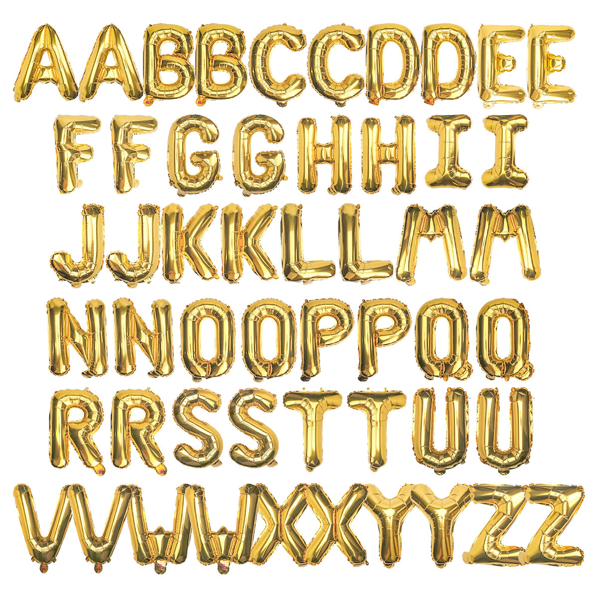 52Pcs 16 Inch Gold Letter Balloons, Reusable Shiny A-Z Foil Balloon Letters