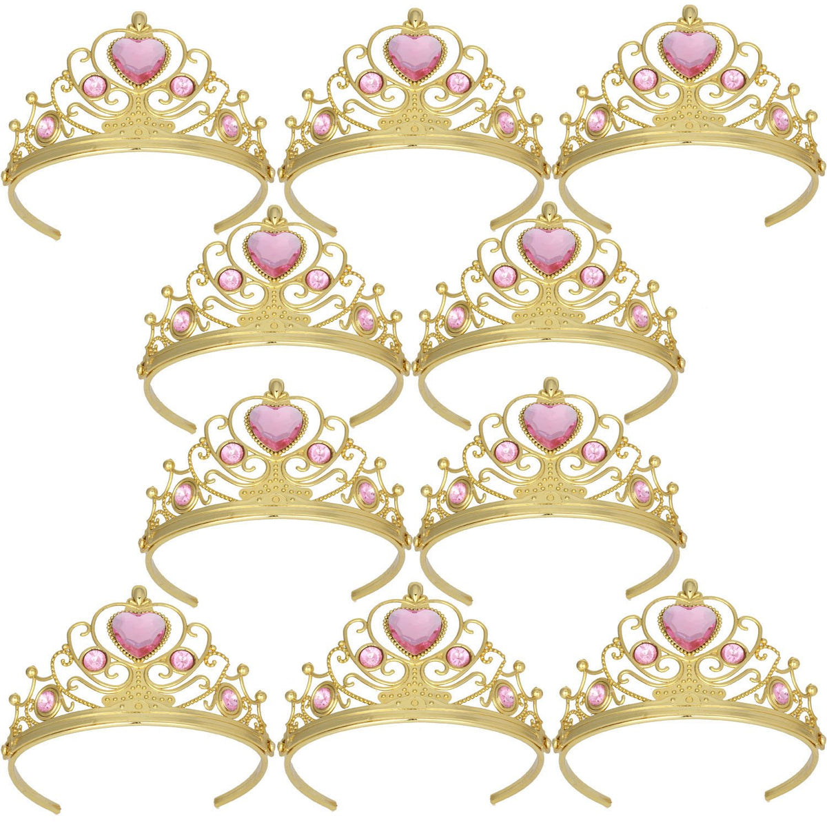Princess Dress Up Crowns for Little Girls Gold Plastic Tiaras Crown Set Party Favors Pink Tiaras