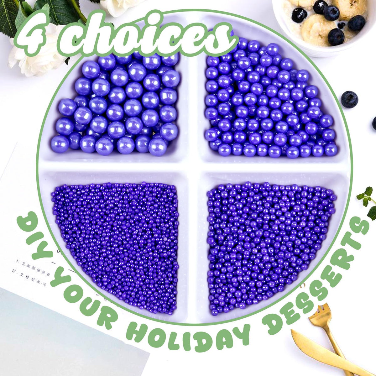 Dazzjoy Purple Edible Pearl Sprinkles, 150g/5.29oz, Purple Sprinkles for Cake Decorating, Cake