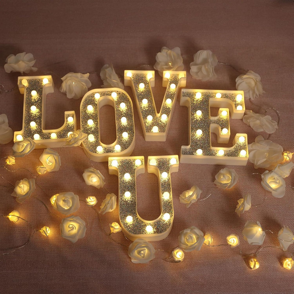 Light Up Letters, Marquee Light for Table Decorations, Glitter Signs for Prom, Events, or