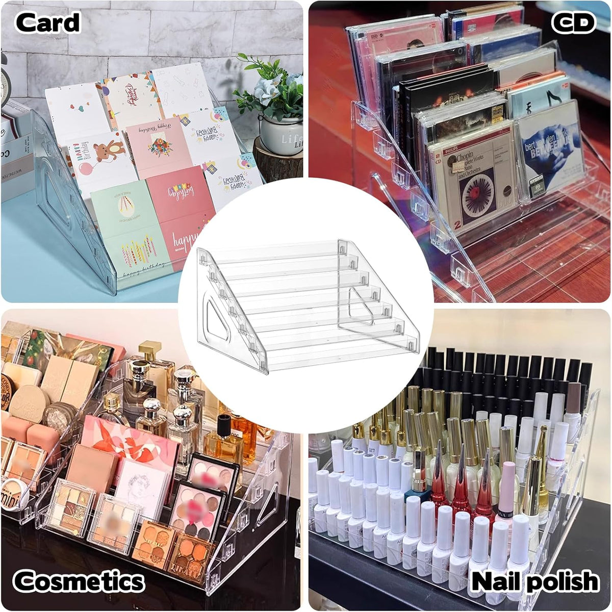 2 Pack 7 Tier Acrylic Card Display Stand, 7-tiers Versatile Display for Trading Cards,Greeting Card