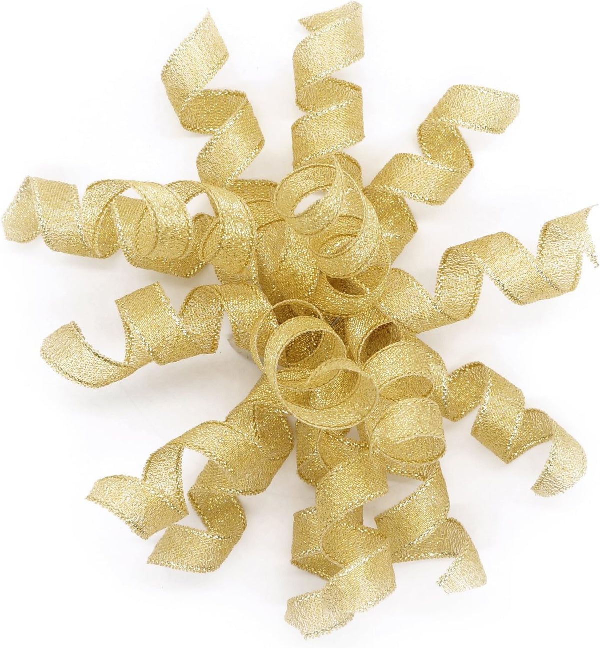 CT CRAFT LLC Gold Metallic Burst Curly Ribbon Bow 4" Wide x 6 Counts Gift Wrapping Pre-Tied