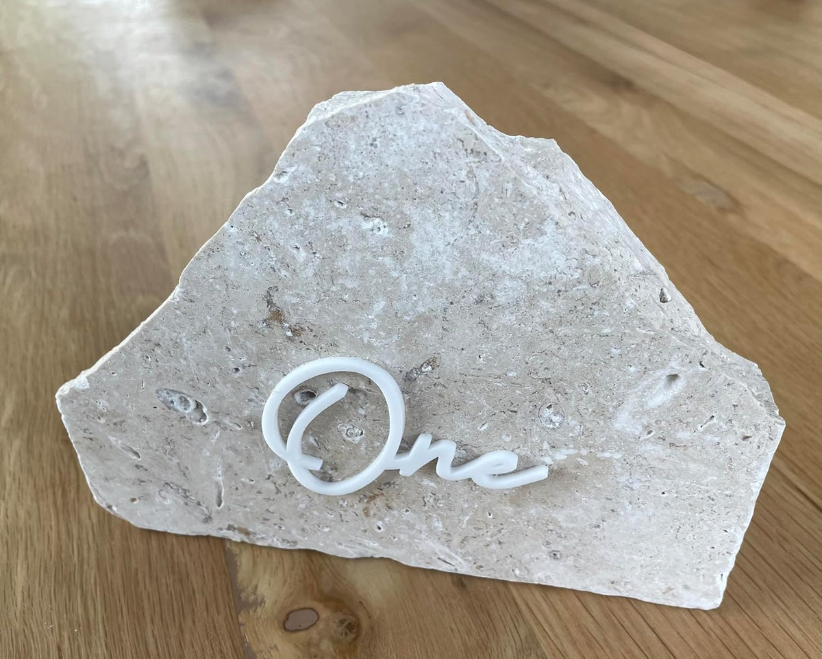 Cursive Wedding Table Number SET, DIY thin modern Black or White acrylic cutouts with silicone glue