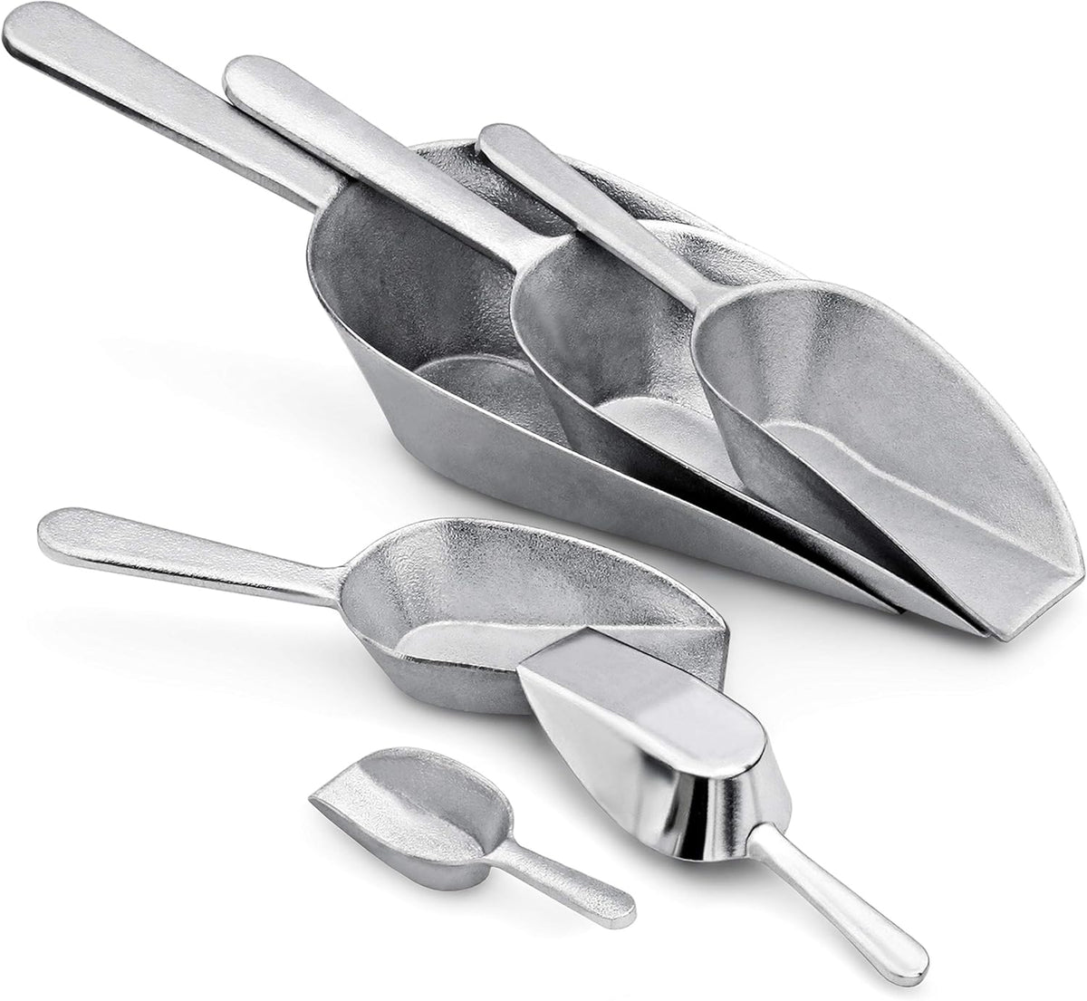 New Star Foodservice 34660 One-Piece Cast Aluminum Flat Bottom Bar Ice Flour Utility Scoop