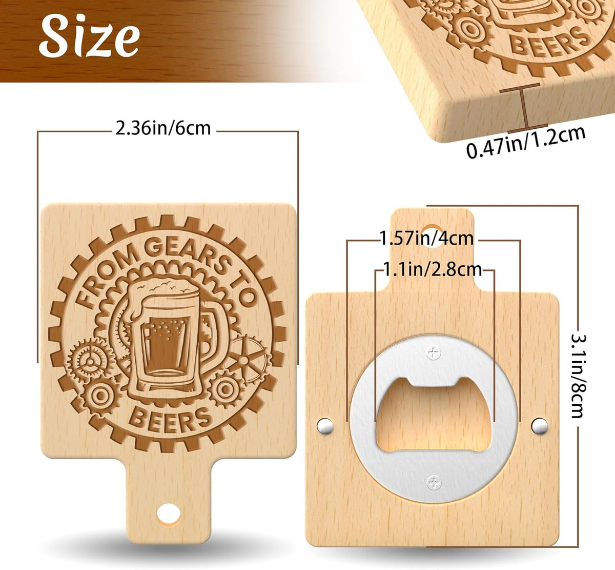 8 Custom Magnetic Bottle Opener Refrigerator, Personalized Engraved Wood Beer Openers, Wooden Round