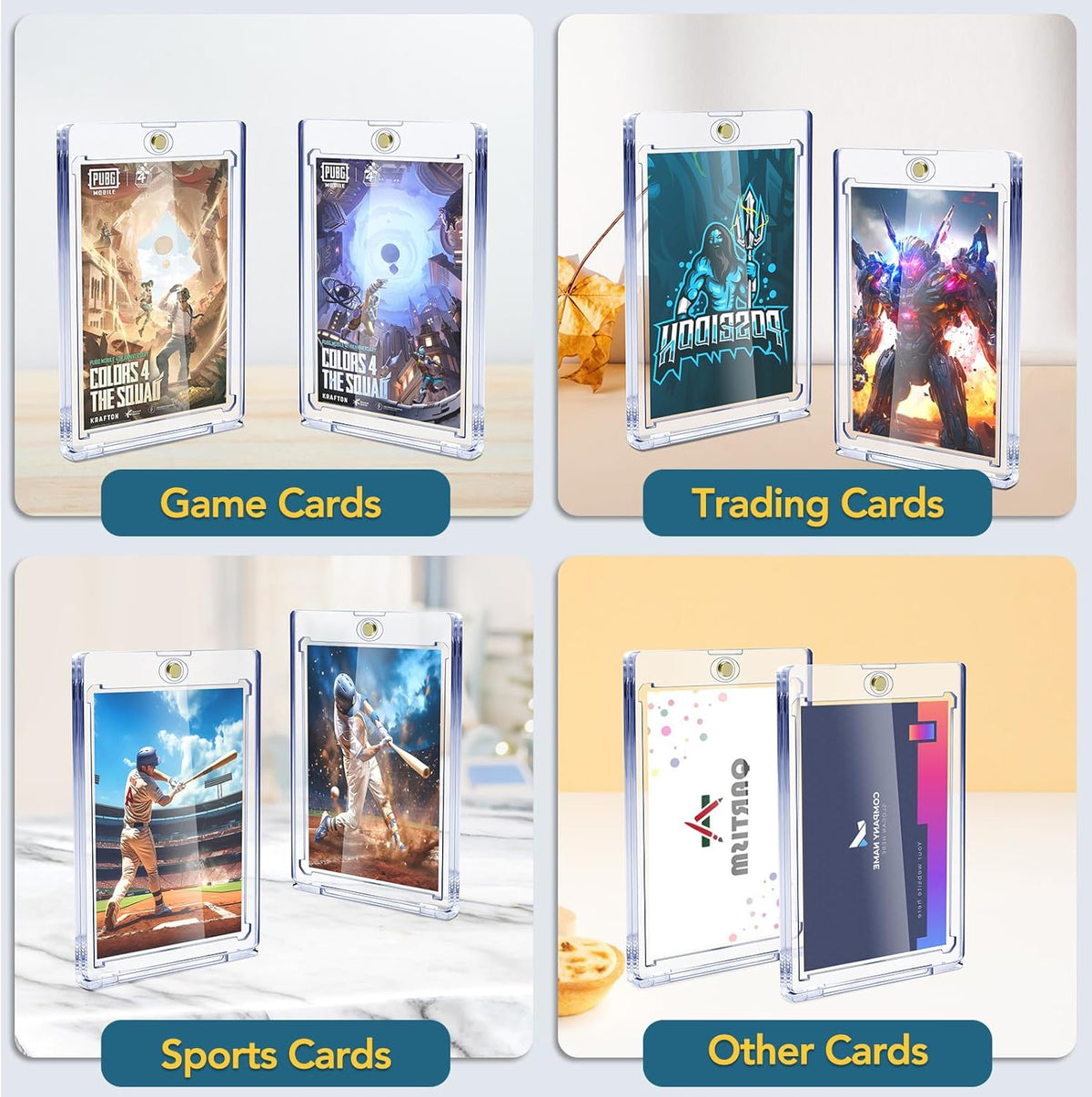 100ct Magnetic Card Holders, Magnetic 35pt One Touch Card Holders, U-V Protection Hard Plastic